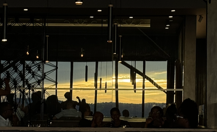 Restaurant interior at night in Johannesburg for Never Stay for Dessert Episode Three